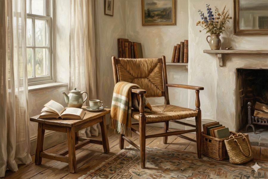 An empty reading chair in a sunlit room waiting for someone considering a QHHT session in Laren